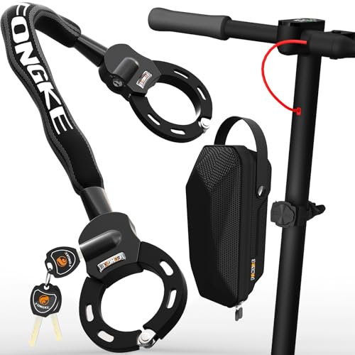 E Scooter Schloss | 8mm Dicke Kettenschloss | Handschellenschloss | Fahrradschloss | Hochsicherheits Schlösser Inklusive Aufbewahrungstasche | Schloss für E Scooter, E-Bike, Motorrad