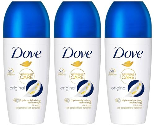 Dove Deodorant Roll On Advance Care Go Fresh Original 72H Odour Protection Anti-Transpirant and Anti-Perspirant for Women with Triple Moisturising Technology, 50ml pack of 3