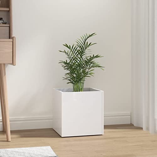 Xichuzi Pflanzgefäß Hochglanz-Weiß 40x40x40 cm Holzwerkstoff Blumentopf, Kräutertopf, übertopf, Flower Pots, Anzuchttöpfe, Pflanzkübel, Tomaten Kübel, 808798