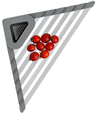 Estante esquinero para fregadero - Estante triangular para secar platos | Estante organizador sobre fregadero | Escurridor de platos de acero inoxidable para cocina | Estante de esquina plegable | Org