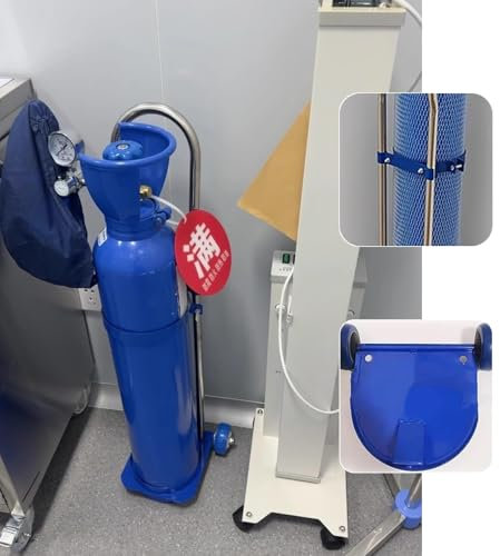 Oxygen Therapy Small Rolling Oxygen Cylinder Rack Gas Bottle Tank Cart, Oxygen Cylinder Trolley Cart with Wheels, Portable Home Nitrogen Storage Rack(H 80cm(31 1/2))