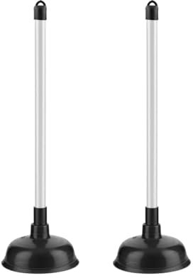 HOMESHOPA Large Plunger for Bathroom, 2 Pack Black Unblocker Kitchen Sink Drain, Clog Remover Pump, Strong Suction Rubber Cup Plumber, Long Handle Unclogging Toilet, Bathtub, Shower, Multipurpose Uses