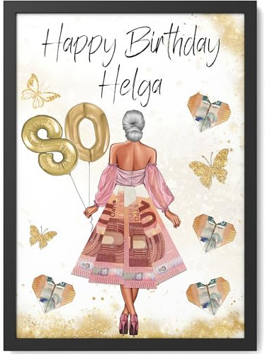 Papierschmiede® Geldgeschenk zum 80. Geburtstag | Look Änderbar! | 80 Jahre Bild mit Rahmen Geburtstagsgeschenk Beste Freundin 80. Geburtstag | Geschenk für Frau | Mädchen Geschenke | Jahrgang 1945