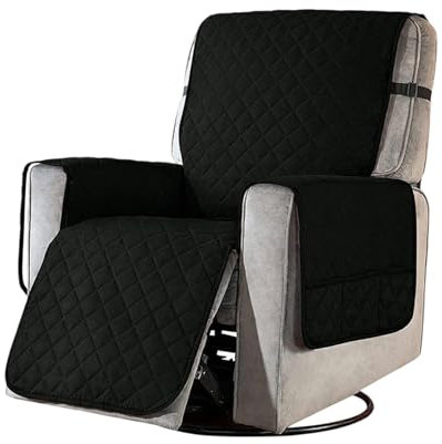 AYYDS Sesselschoner für Fernsehsessel, Wasserdicht Sesselauflage mit Taschen, 1 Sitzer Schutzbezug für Relaxsessel, Waschbar Anti-Rutsch Liegesofa Sesselbezug Sesselüberwurf (Schwarz, S)