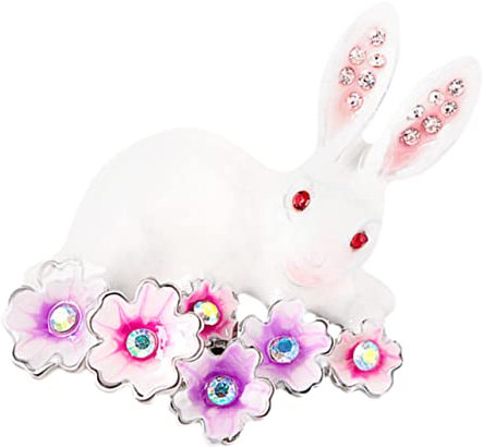 BESPORTBLE Kirschblüten-Häschen-Brosche Die Dekorationen ostern zu ostern osterngeschenk Glänzende Brosche ostergeschenke Brosche Osterhasen-Brosche Legierung Weiß