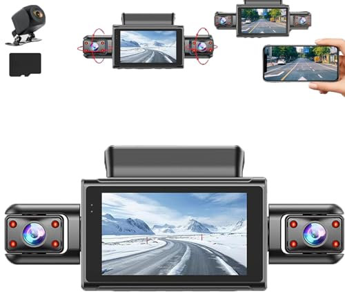 1080p 4 Kanal Autokamera Mit Nachtsicht Und 64/128gb Karte, 4 Kanal Dashcam Auto 5g WiFi, Dashcam Auto 360 Grad Mit Parküberwachung Vorne Hinten Innen (64GB)