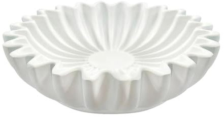 Decorative Bowls for Home Resin Fruit Bowl Antique Scallop Fluted Ruffle Housewarming Wedding Christmas Ornament Glass (White, 15x15x5CM)