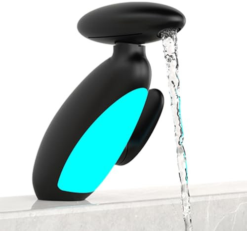 Badezimmer Waschbecken Armatur – Becken Mischbatterie | 360 Grad Schwenkbarer Wasserfall Wasserhahn | L.E.D Temperaturanzeige, 4 Sprühmodi, Ausziehbares Design Küche Badewanne