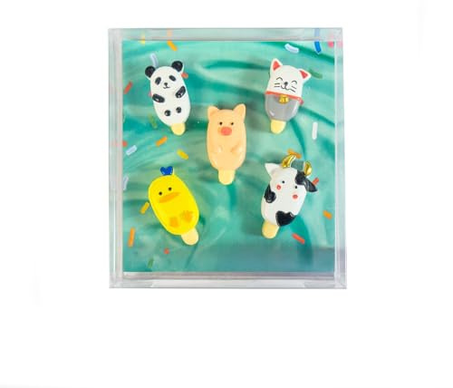 Kraftheld | 5er Set Deko-Magnete Popsicle | EIS-Magnete, EIS am Stiel | bunt, dekorativ, farbenfroh | Kühlschrankmagnete in Form von Tieren | Magnet-Deko als Geschenk