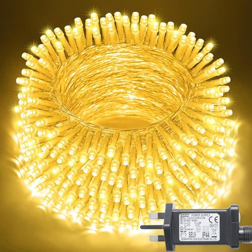 JMEXSUSS 200LED Fairy Lights Plug in Indoor, Warm White Christmas Lights | 8 Modes String Lights Mains Powered,20m Waterproof Timer Garden Light Outdoor Lights for Tree Patio,Bedroom,Party Decorations