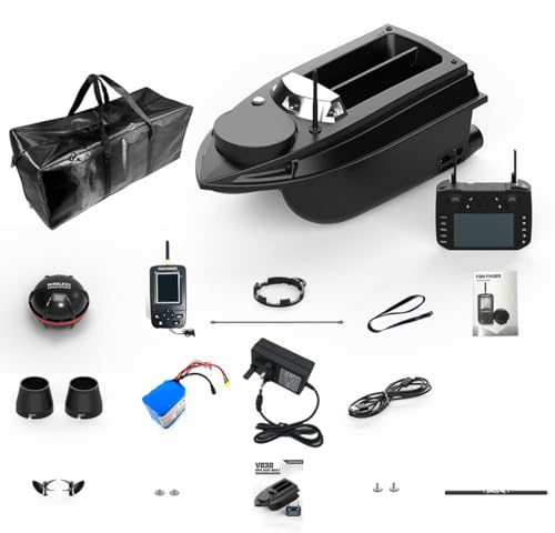 Brickaro Fishing Bait Boat, V030 12V 2.4G High-Speed RC Bait Boat with GPS Positioning, Ideal for Fishing Enthusiasts(Black)