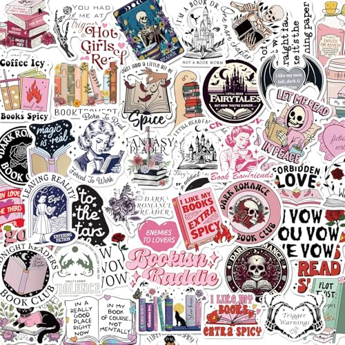 Tixlux 150 Stück Romance Buch-Sticker für Kindle, Glossy Buchliebhaber Sticker, Lustige Wasserdichte Vinyl Aufkleber für Leserinnen und Erwachsene, Wasserflasche Laptop Goodie Bag - Romantic A