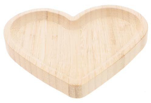 Didiseaon Heart-Shaped Wooden Serving Tray Sturdy Fruit Snack Plate for Indoor Outdoor Parties BBQ Dessert Display Compact Stackable Household Fruit Tray