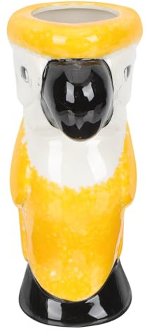 DOITOOL Tasse Tiki Créative Céramique Jaune Perroquet Verre à Vin Original pour Bar et Cocktails Pratique pour Whisky Vin et Boissons Résistante et pour Fêtes à Domicile