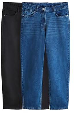 THE SET Damen Mom-Jeans, 2er-Pack Black/Dark Blue Numeric_36