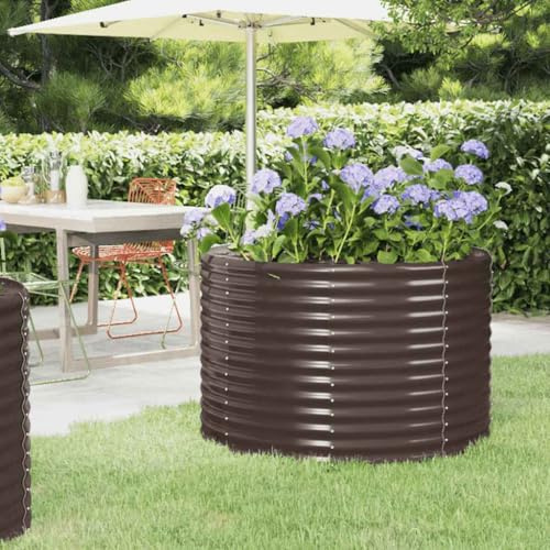 Pflanzkübel Kunststoff Groß, Hochbeet Verzinkter Stahl 100x100x68 cm Braun für Garten, Terrasse, Balkon und Wohnräume