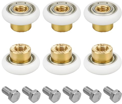 6PCS Replacement Shower Door Rollers Single Wheel 19mm Sliding Shower Door Rollers with Screws, Wheels for Smooth Movement, Roller Wheels