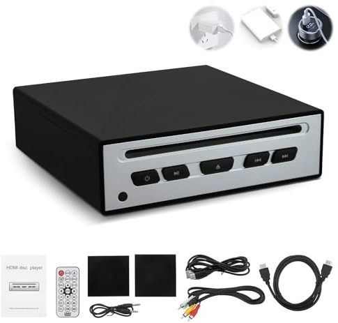 Reproductor de CD para coche – Reproductor de CD externo universal para coche con USB, AUX, HDMI y puerto USB-C, Plug & Play, compatible con radio de coche, portátil, TV, ordenador y equipo de alta