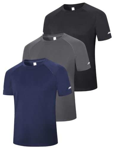 Cimic 1/3 Pack Men's T-Shirts Quick Dry Breathable Sport Short Sleeve Tops | Lightweight, moisture-wicking 4-way stretch athletic tops with reflective strips, for running, gym workouts, casual outdoor