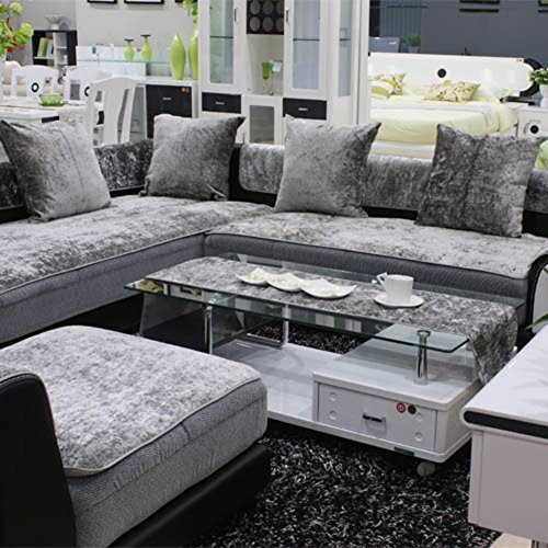 TY&WJ Plüsch Anti-rutsch Sofabezug Wohnzimmer Sofabezug Outdoor Couch-abdeckungen Möbel Protector Für ledersofa Haustier Hund & Kinder-Grau 60x180cm(24x71inch)