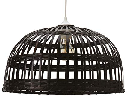 LUSSIOL Luminaire Phuket 60, suspension bambou, 60 W, noir, ø 60 x H 33 cm