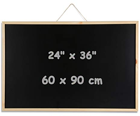 DOEWORKS Chalkboard 90cm x 60cm Wall Mounted, Large Blackboard Bulletin Board for Home School Office, Chalk Board with Wood Frame