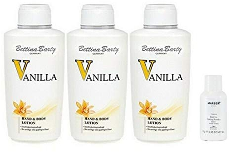 Bettina Barty Vanilla Hand & Body Lotion 3 x 500ml + Marbert Enzyme Peeling Powder 10g Gratis