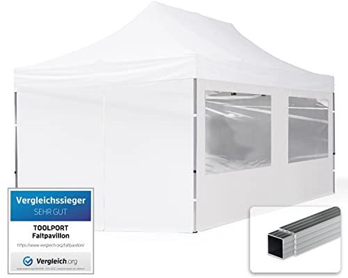 TOOLPORT Faltpavillon Faltzelt Pavillon 3x6m - 4 Seitenteile Aluminium 32mm Partyzelt 700N weiß