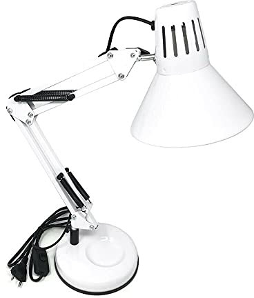 Gloriashoponline LAMPADA LUMETTO DA TAVOLO SCRIVANIA CON BRACCIO SNODABILE E MORSETTO LUME BIANCO