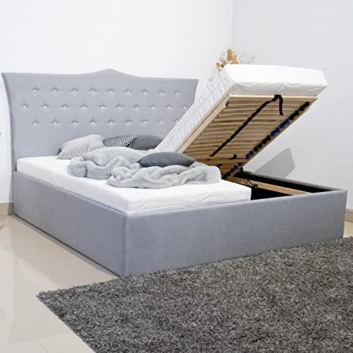 PAARA Polsterbett Queen II K mit Bettkasten, Lattenrost mit Gasdruckfedern, Matratze, alle Größen - Jedes Bett EIN Unikat - Made in Germany (160 x 220 cm)