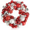 com-four® Türkranz Weihnachten - Adventskranz mit verschiedenen Christbaumkugeln in schönen Farben Ø ca. 32 cm - toll glänzende Weihnachtsdeko - Tischkranz