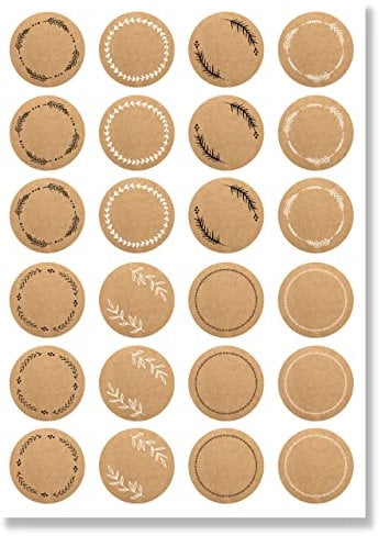 Aufkleber Weihnachten (48 Sticker) - Weihnachtsaufkleber zum Beschriften für Geschenke - Weihnachtssticker Rund - Weihnachts Etiketten für Beschriftung - Selbstklebend - Kraftpapier-Optik Floral