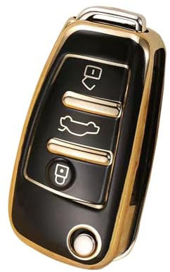 Gleamydot Coque Clé Compatible avec Etui Clef Audi A1 A3 A6 TT Q2 Q7 S3 Protection Clé de Voiture Accessoires, noir 3