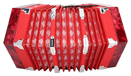 Ziehharmonika Akkordeon, Professional mit Aufbewahrungstasche Ziehharmonika Instrument, für Kinder Kleinkinder Erwachsene Anfänger(rot)