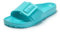 JOMIX Claquettes Femme Tongs Femme avec Boucle Réglable Chaussons d'été en Caoutchouc Confortable pour Douche Piscine Plage (Bleu, 38)