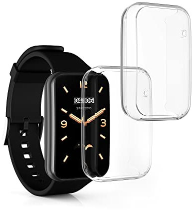 kwmobile 2X Schutzhülle kompatibel mit Xiaomi Mi Band 7 Pro Hülle - Fullbody Cover Set aus Silikon - Transparent