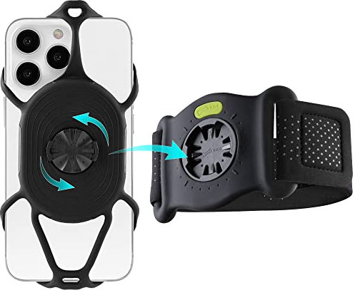 BONE 360 Grad Drehbar Abnehmbar Handyhalterung zum Joggen, Sportarmband für iPhone Samsung 4,7 bis 7,2 Zoll Handy, Run Tie Connect Kit 2, Inkl. Handyhalter Ersatzarmbänder