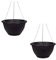 PHG Delicate Flower and Herb Plastic Hanging Basket | Large Garden Basket | Classic Plant Saucer | Wicker Hanging Basket | Easy Fill Hanging | Outdoor Planter | 32 cm (Pack of 2, Black)