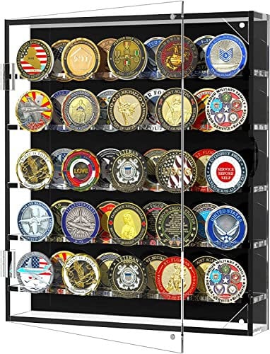 Étagère de présentation pour pièces commémoratives Militaires,Présentoir Mural en Acrylique pour médaillons de Monnaie- Peut contenir 45 médailles Militaires jetons de Poker