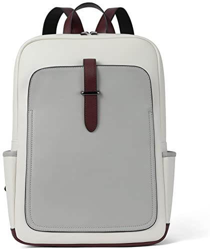 BOSTANTEN Rucksack Damen Leder 15,6 Zoll Laptop Schulrucksack Tagesrucksack Modische Schulrucksack für Uni Arbeit Reisen Grau