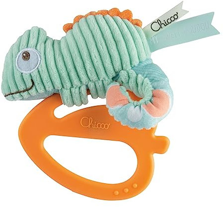 Chicco My Sweet Doudou Chameleon Spielzeug, hergestellt mit hochwertigen Stoffen, weicher Kunststoffring, beruhigend während der Zahnungszeit, Babyspielzeug, 3-18 Monate