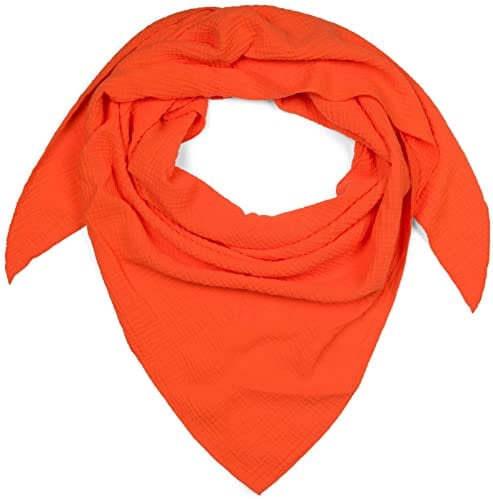 styleBREAKER Damen Musselin Dreieckstuch aus 100% Baumwolle | Weiches und leichtes Halstuch für Damen Unifarben | Stylisches Tuch für jede Jahreszeit - Made in Italy, 196 x 84 cm, Farbe:Orange
