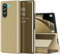 Custodia compatibile con Samsung Z Fold 5 Cover Specchio Mirror Flip Caso Clear View Standing Cover Z Fold 5 Case PU Custodie Protettiva 560° per Samsung Galaxy Z Fold 5 (Oro)