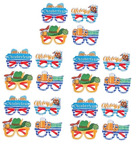 BESTonZON 20 Paar Oktoberfest Dekoration Bierkrug Brille Bier Sonnenbrille Bierpapier Brille Anziehen Partybrillen Bierkrug Sonnenbrille Party-brille Gefühlt Kind Einzigartig Papiergläser