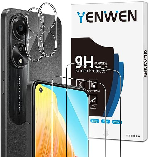 Yenwen Vetro Temperato Compatibile con OPPO A78 4G, 2 Pezzi Vetro Temperato Pellicola Protettiva + 2 Pezzi Pellicola Fotocamera, Antigraffio, Durezza 9H, Senza Bolle