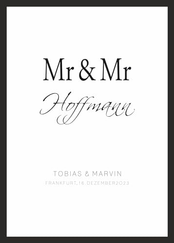 Poster Typografie Mr. & Mr Bild Wedding Gift Gay Wedding Geschenk für Schwule Hochzeit Homo-Ehe Paare Jahrestag Liebe Personalisiert