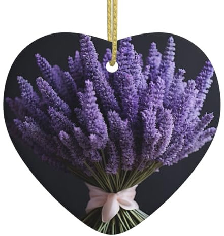 Lavendel Blumenstrauß Liebe gefüllt Keramik Weihnachtsschmuck - Herzförmige Behänge für saisonale Feiern