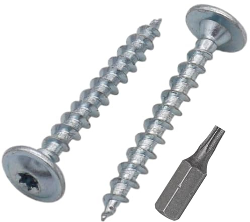 SKIR'CO (100 pièces) Vis à Bois Acier Zingué 3,5 x 30 mm, Vis à Métal, Tête Wafer, Tête Torx, Autotaraudeuses