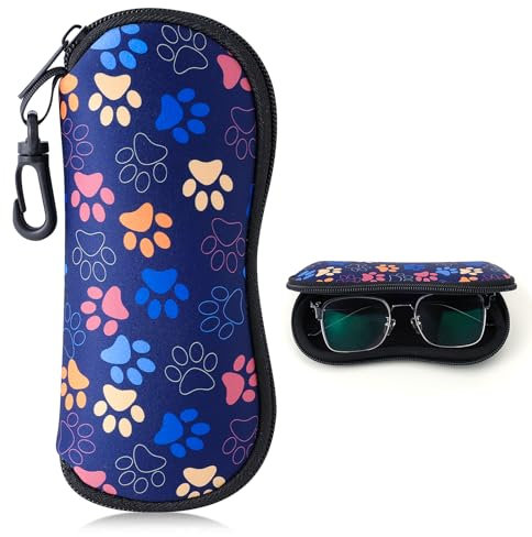 Playexen Custodia Occhiali Morbida con Cerniera per Uomo & Donna Custodia per Occhiali da Sole in Neoprene Morbida & Ultraleggero Porta Occhiali da Borsa Portatile con Moschettone(Artiglio di Gatto)
