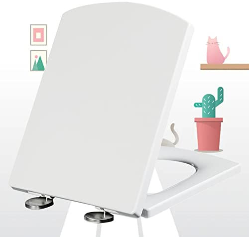 Soft-Close-Toilettensitz mit Schnellverschluss – langlebiger weißer Toilettendeckel mit verstellbaren Scharnieren, kompatibel mit Standard-Toiletten – einfache Installation und Entfernung – ideal fü
